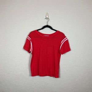 Pam & Gela • Red Burnout Football Tee